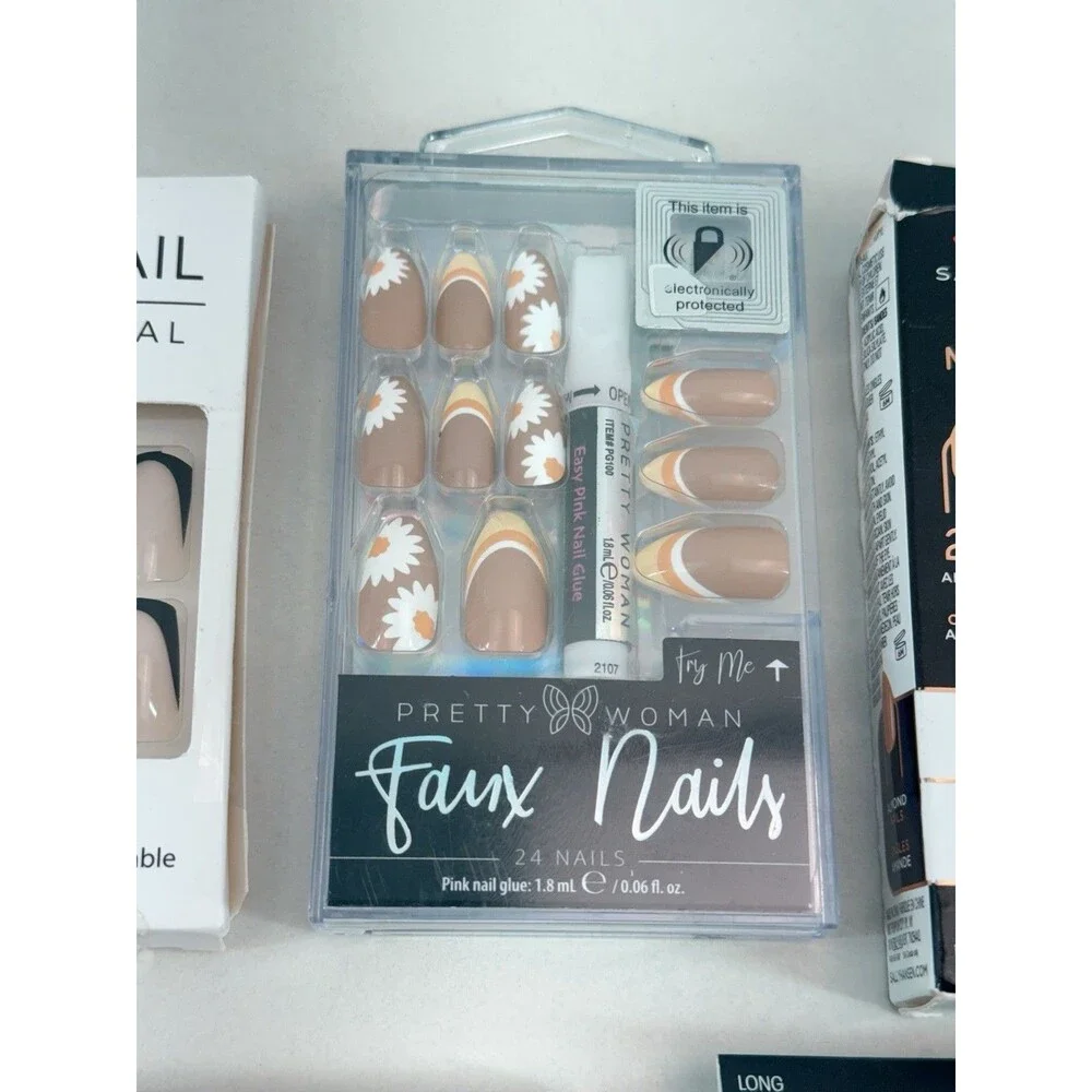 Professional False Nails - Press on Nails, Long, with Glue, color White and Red. - Picture 9 of 12